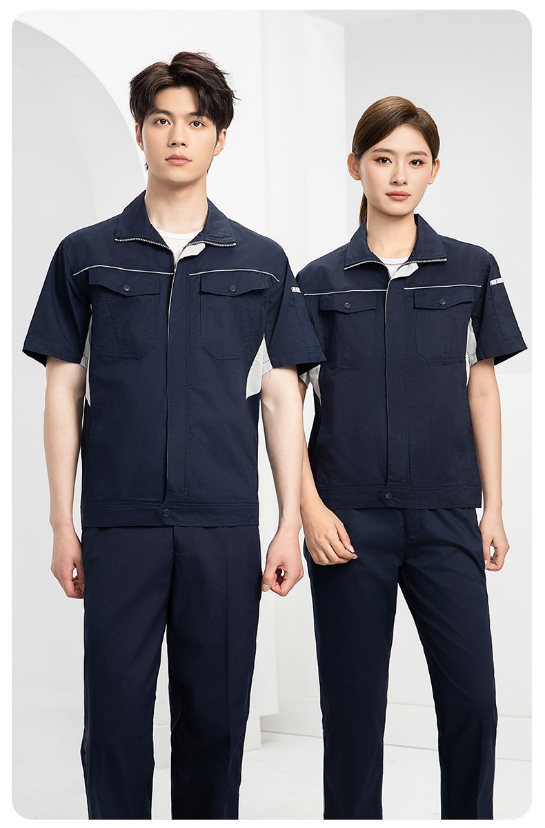 DL237X 夏季薄款竹纖維長袖工作服定制男薄款耐磨汽修工廠電焊車間勞保服(圖13)