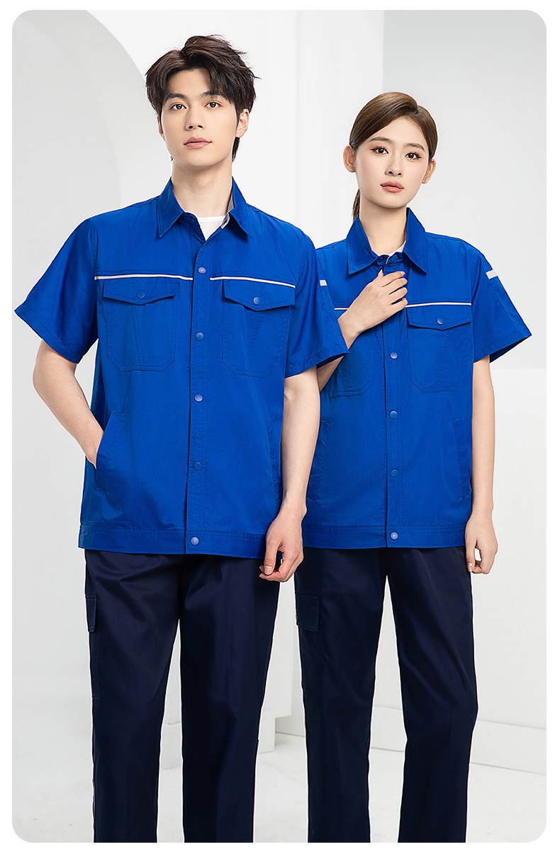 DM241X 海源夏季長(zhǎng)袖薄款工作服套裝反光條紐扣套裝耐磨機(jī)修勞保工裝定制(圖14)