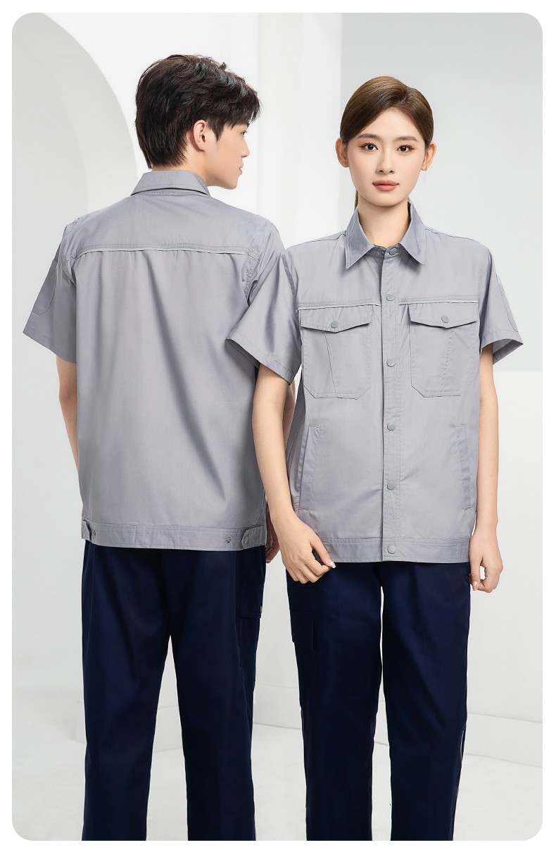 DM241X 海源夏季長(zhǎng)袖薄款工作服套裝反光條紐扣套裝耐磨機(jī)修勞保工裝定制(圖16)