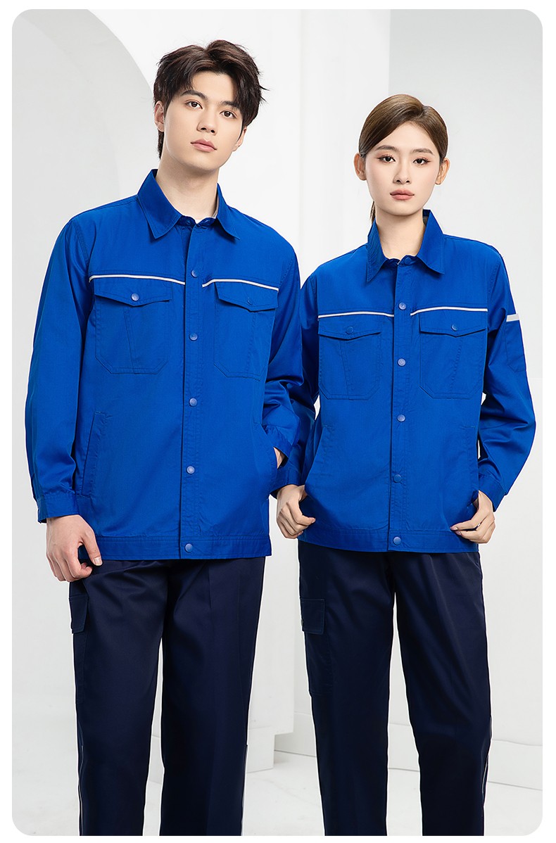 DM241X 海源夏季長(zhǎng)袖薄款工作服套裝反光條紐扣套裝耐磨機(jī)修勞保工裝定制(圖18)