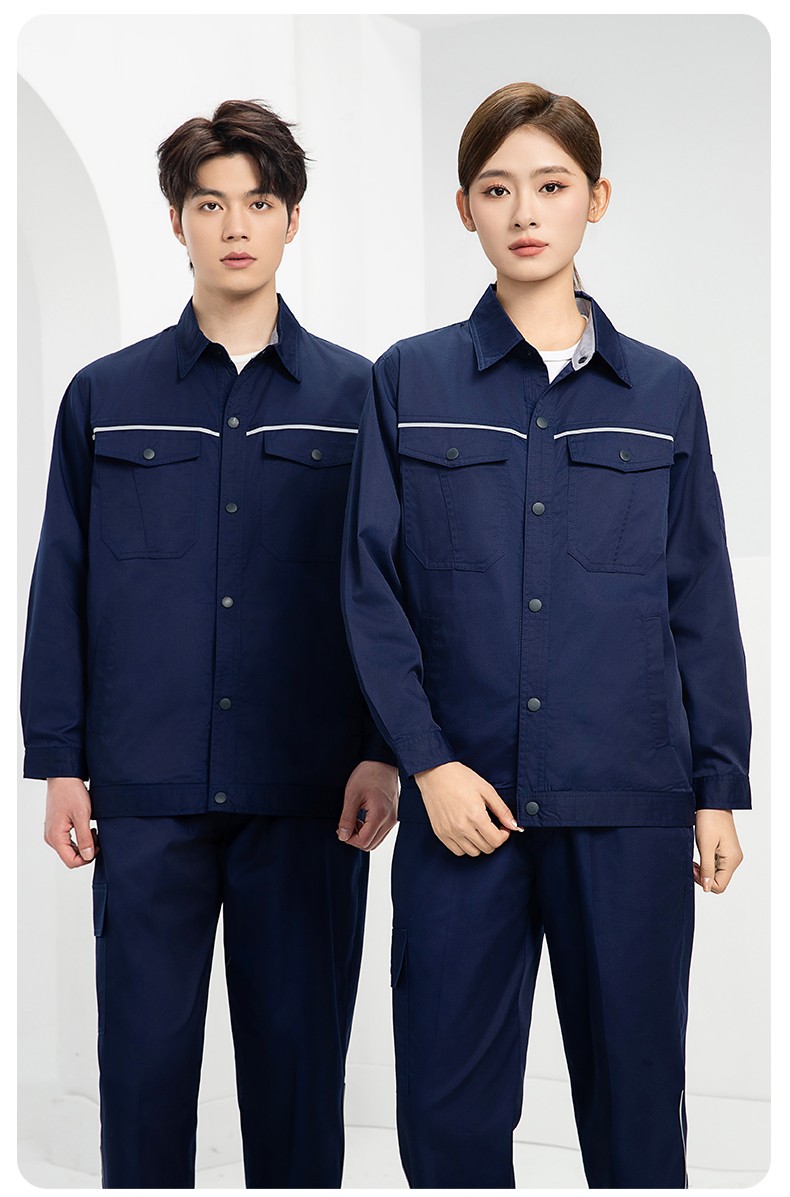 DM241X 海源夏季長(zhǎng)袖薄款工作服套裝反光條紐扣套裝耐磨機(jī)修勞保工裝定制(圖19)