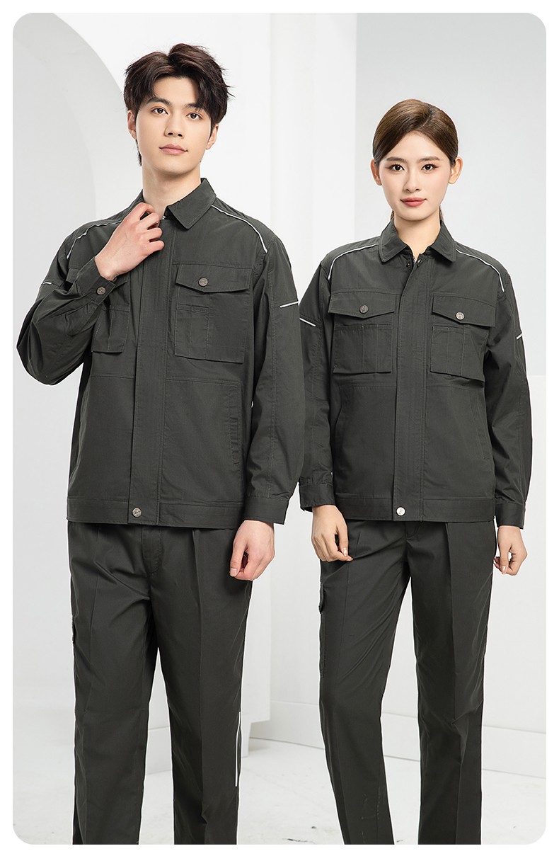 DM2315X 夏季工作服長(zhǎng)袖透氣吸濕排汗薄款套裝勞保服建筑工程服上衣定制(圖20)