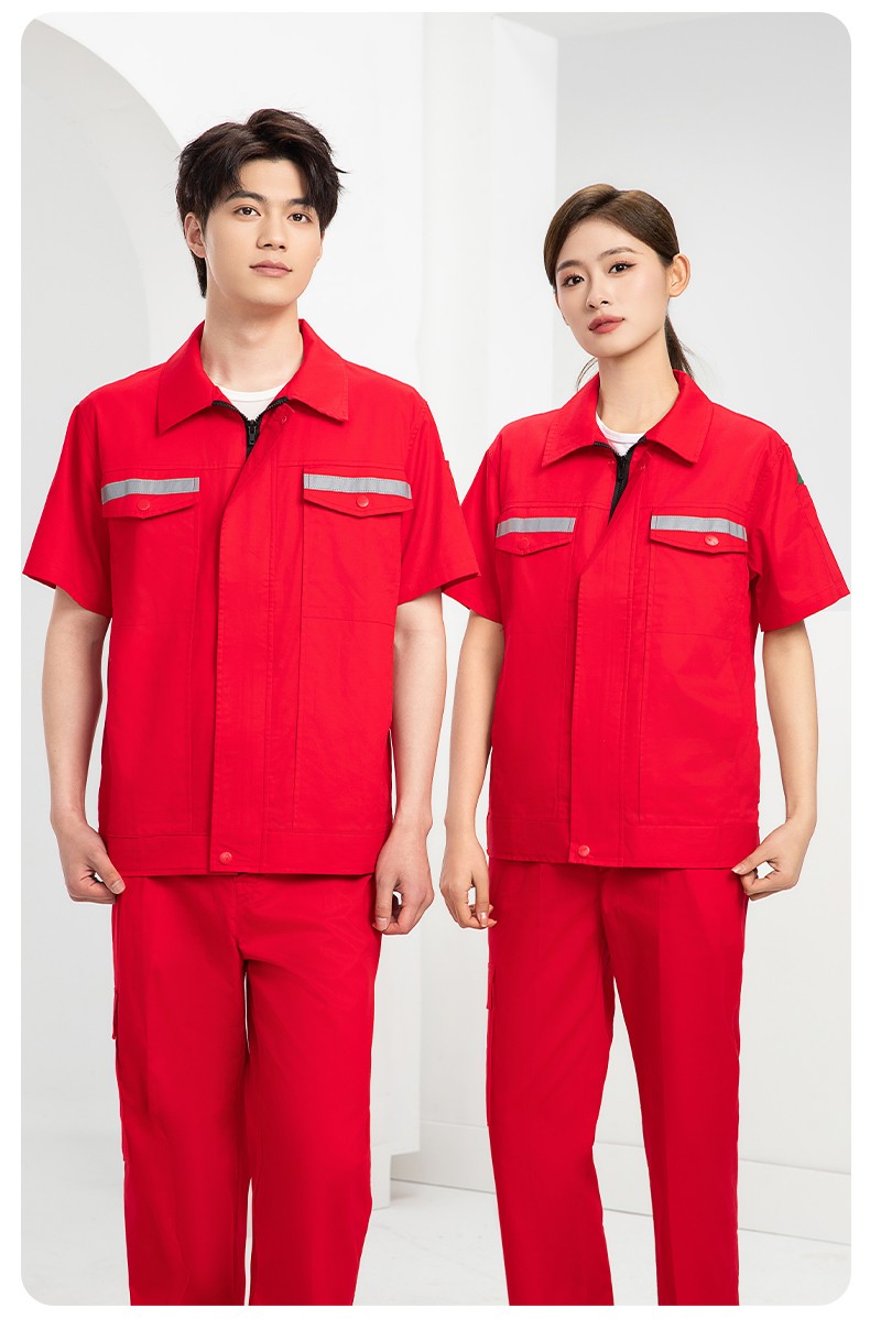 QM2091D 夏季工作服套裝男純棉長(zhǎng)短袖薄款反光海油工程工裝機(jī)電焊工勞保服(圖17)