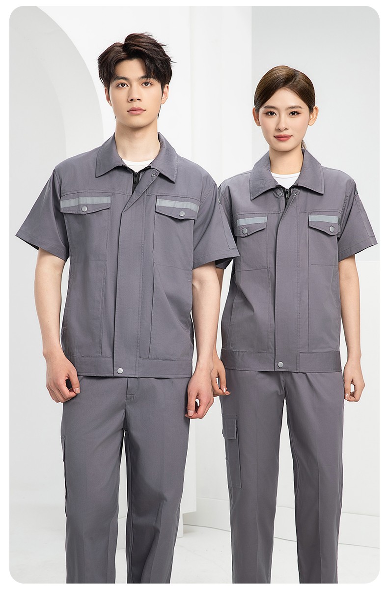 QM2091D 夏季工作服套裝男純棉長(zhǎng)短袖薄款反光海油工程工裝機(jī)電焊工勞保服(圖15)