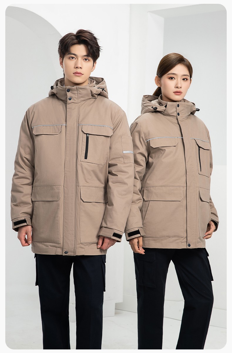 QM2320 純棉可拆卸工作服棉服定制男加絨加厚保暖汽車維修廠勞保服棉襖(圖19)