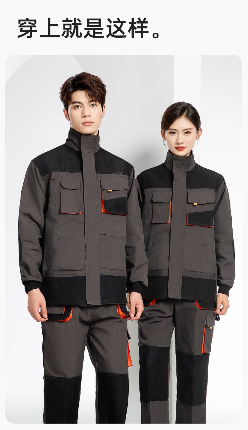 WD2118 跨境立體大兜工作服套裝定制歐美多口袋多兜工裝褲外貿(mào)出口勞保服(圖12)