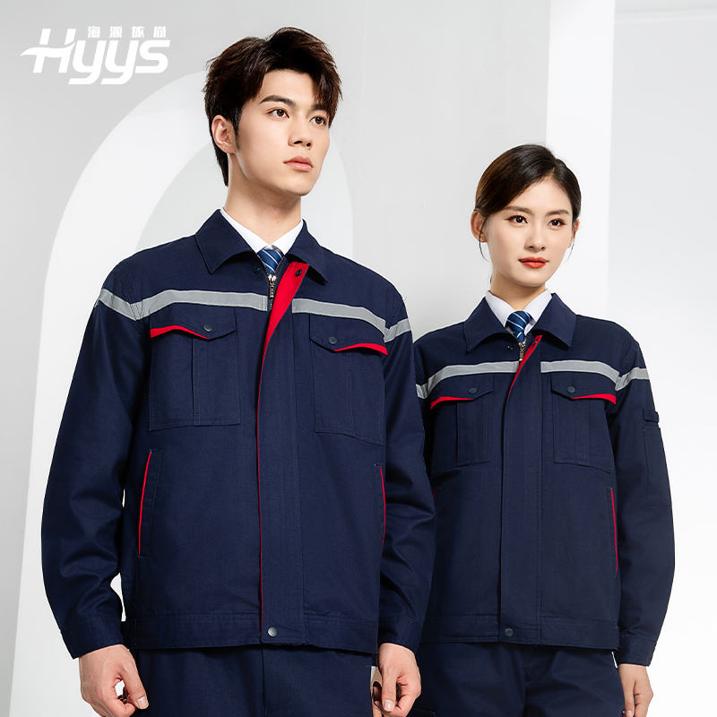 JC-160 春秋工作服勞保服套裝男反光條電子化工廠服車間電工服工作服定制