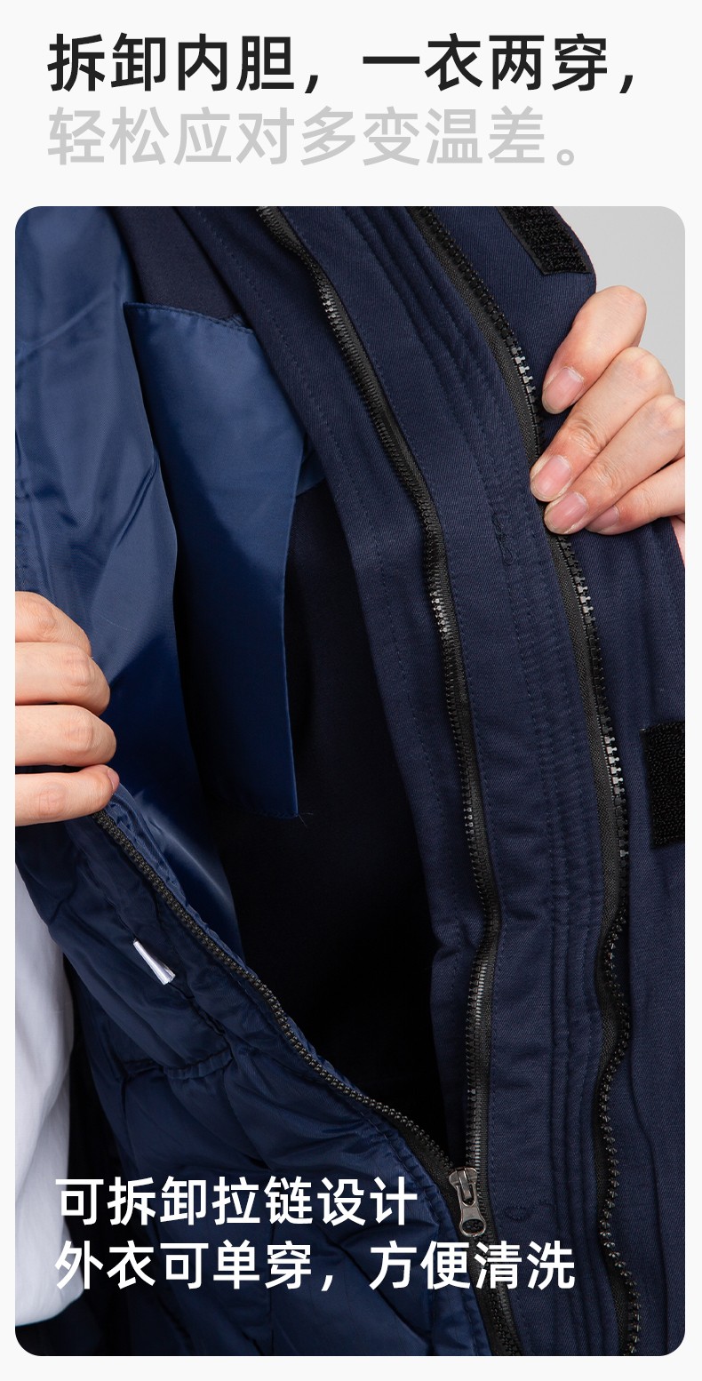 JC-S011 冬季可拆卸工作服棉衣定制供電公司保暖棉襖加厚加絨勞保服防寒服(圖5)