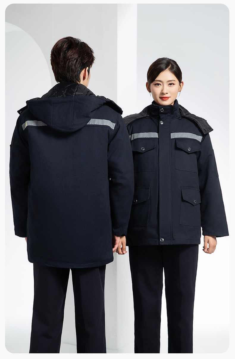 QMMF20101 冬季工作服棉服定制純棉耐磨加厚保暖物業(yè)工程勞保服反光棉襖印字(圖18)