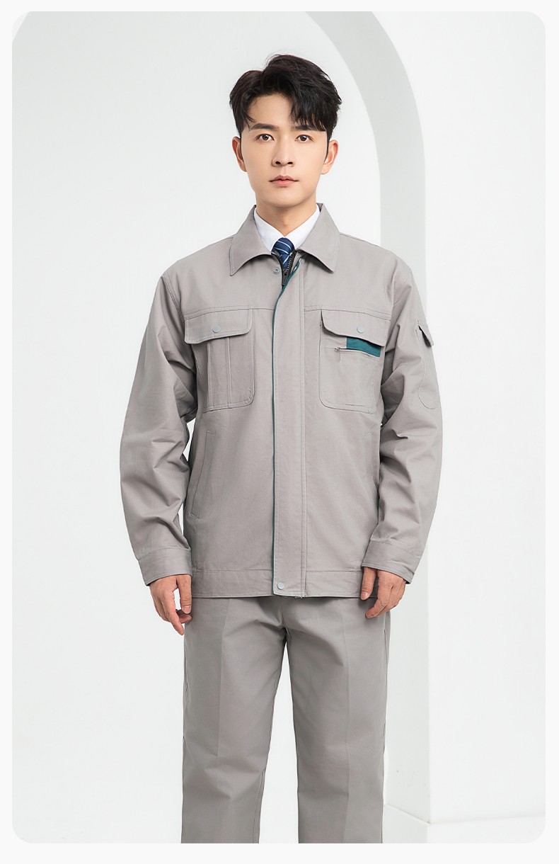 LJ-0536 純棉磨毛紗卡勞保工作服套裝耐磨透氣電焊工專用工裝定制(圖13)