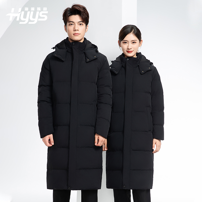 RH-6015 高端羽絨服工作服定制秋冬季中長(zhǎng)款加絨加厚棉服銀行前臺(tái)長(zhǎng)款外套