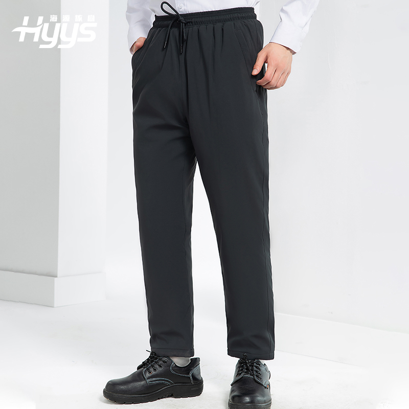 RH-8019 冬季羽絨工作服褲子純色加絨保暖防寒松緊耐磨勞保褲工裝褲定制