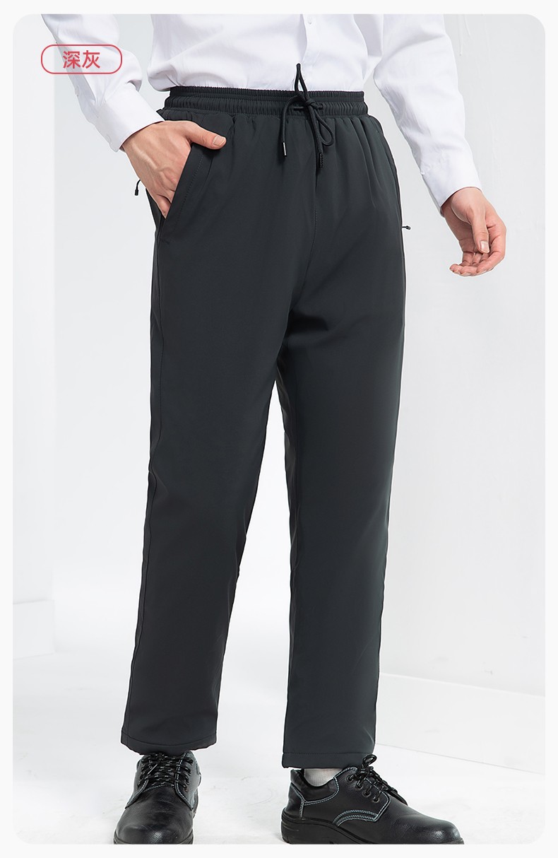 RH-8019 冬季羽絨工作服褲子純色加絨保暖防寒松緊耐磨勞保褲工裝褲定制(圖16)