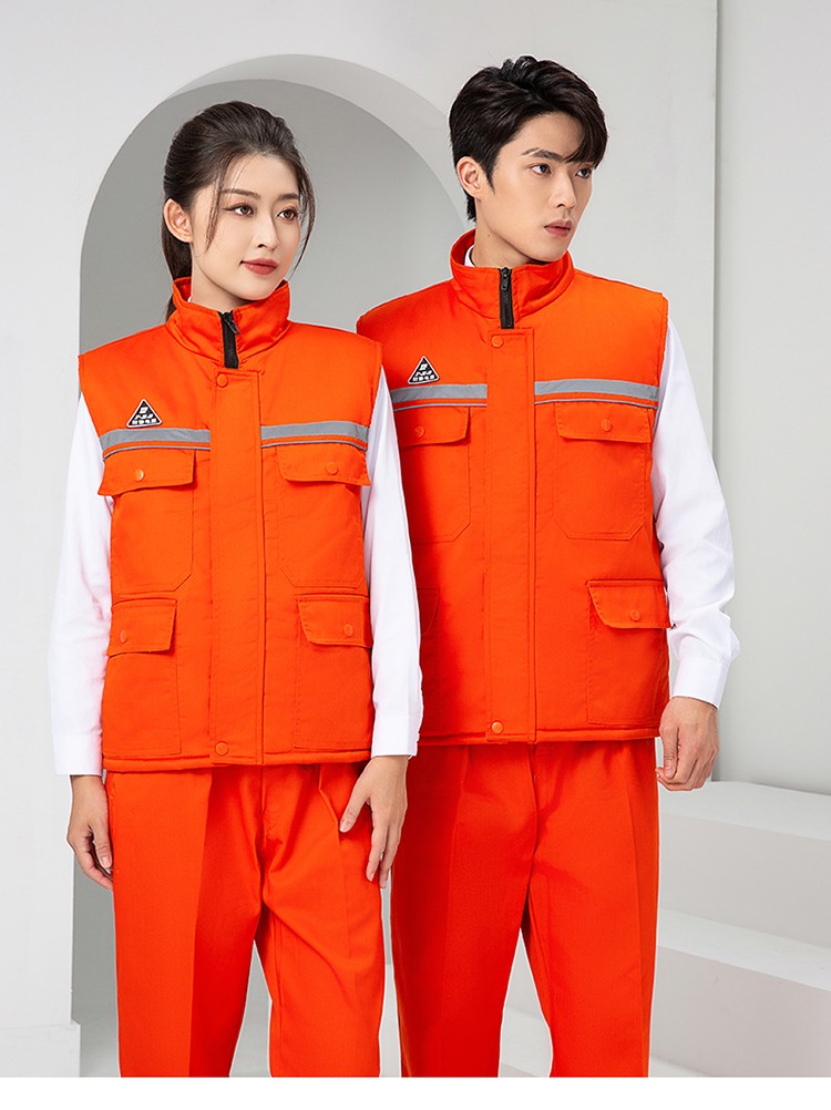 LW-9903 防靜電冬季棉馬甲工作服印繡字男工裝棉馬夾船廠汽修加厚坎肩定制(圖18)