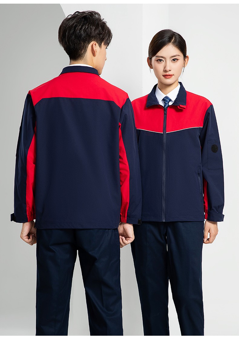 LW-8093 雙層防靜電套裝定制男拉鏈款拼色中石化加油站工廠(chǎng)工裝勞保服印字(圖25)