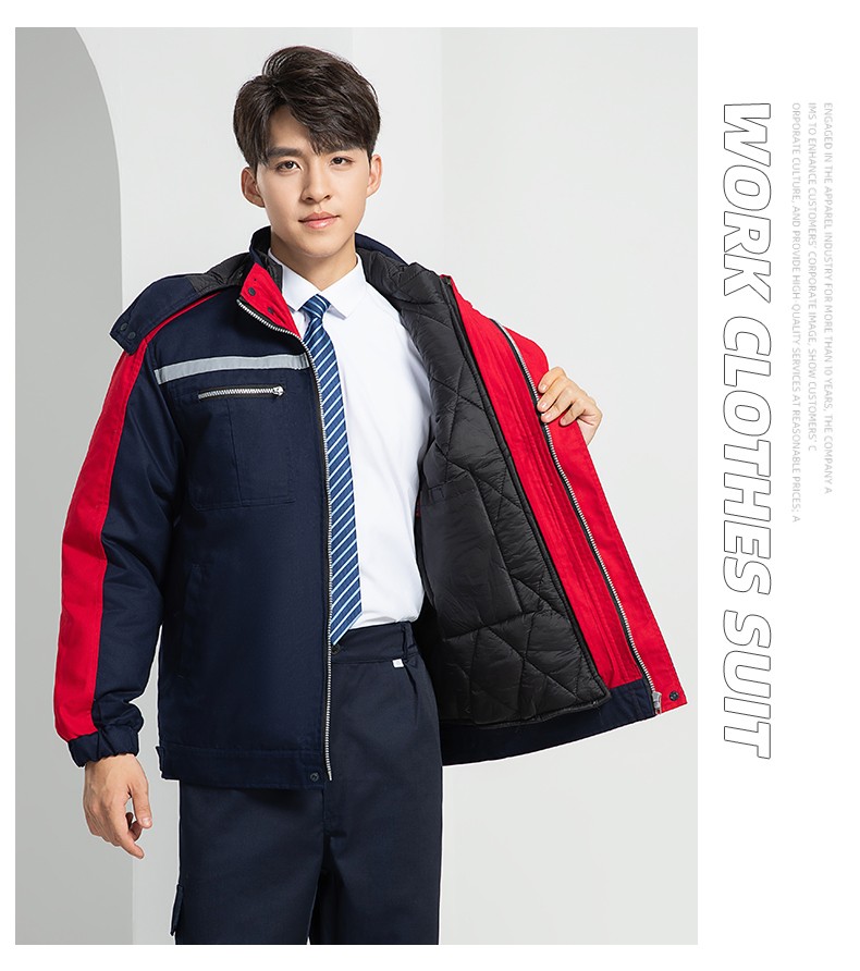 LW-8869 冬季工作服棉服定制工廠車間戶外男保溫反光條保暖棉襖棉衣工作服(圖18)