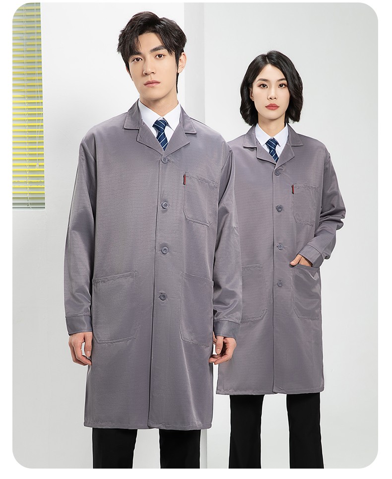 YJ-2305 防靜電大褂長(zhǎng)袖工作服純色電子廠男女防塵食品廠防靜電大褂定制(圖17)