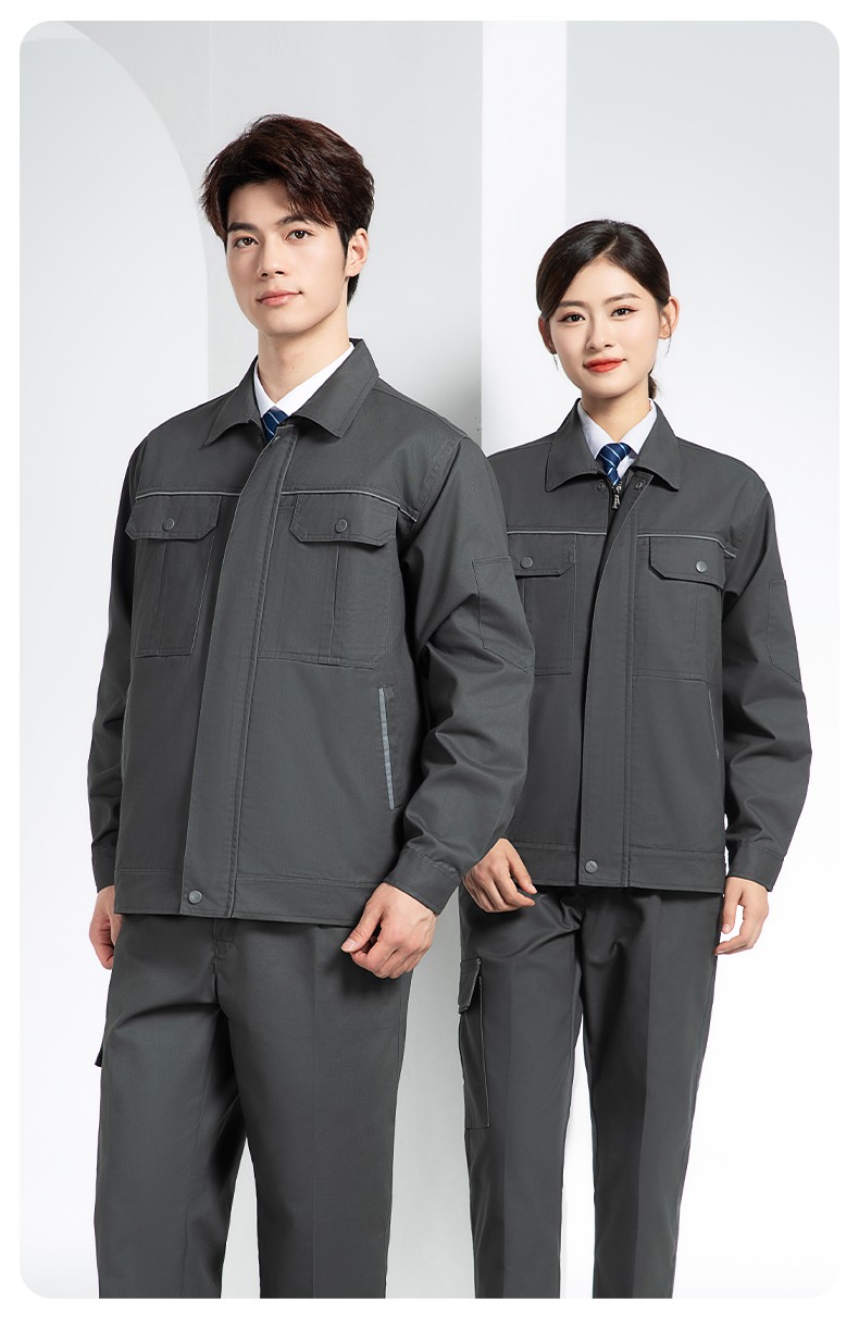 YM-092 春秋季工作服套裝定制男耐磨建筑工程工廠車間長袖勞保服純色工裝(圖22)