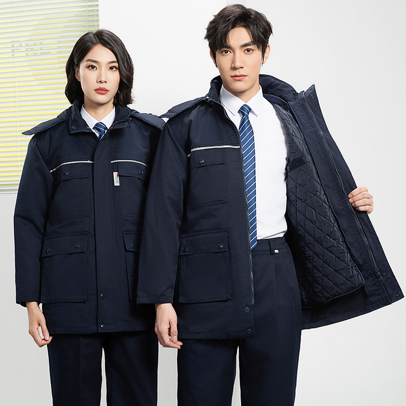 YJ-1305 冬季工作服棉衣男耐磨加絨加厚石油化工防靜電防酸堿勞保棉服外套